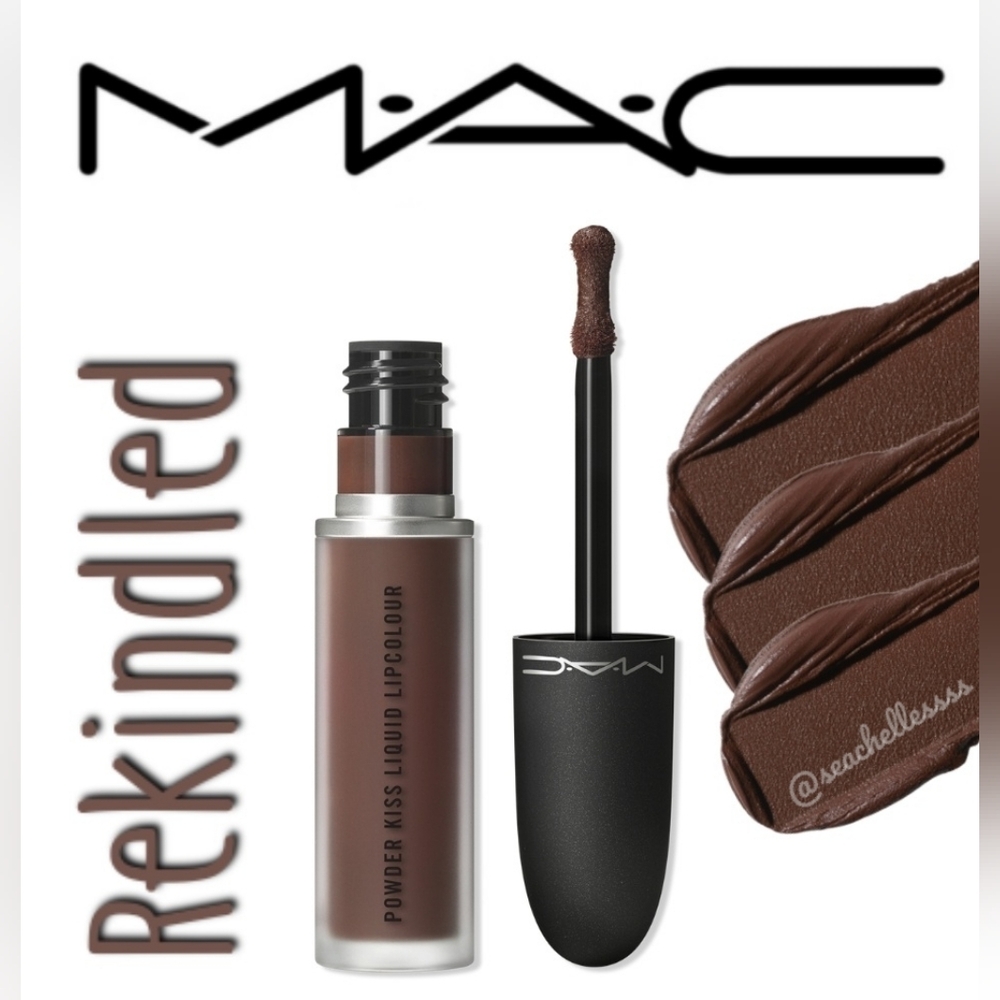 MAC Cosmetics Powder Kiss Liquid Lipstick Rekindled Cool Brown Brand New In Box